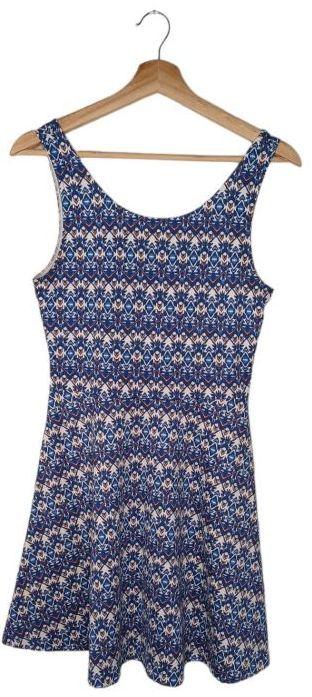 H&M  Patterned Mini Dress 8 - Blue - Excellent