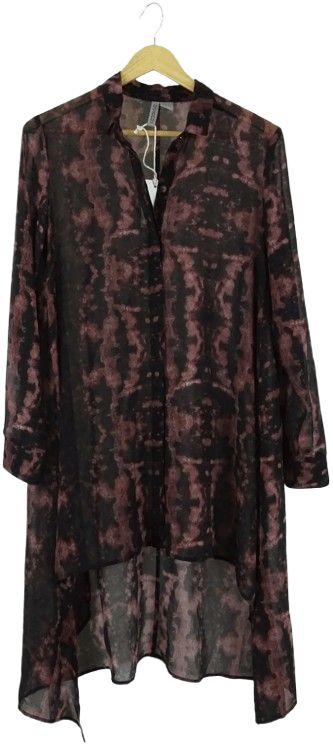 H&M  Printed Shirt Dress 8 - Black/Purple - Excellent