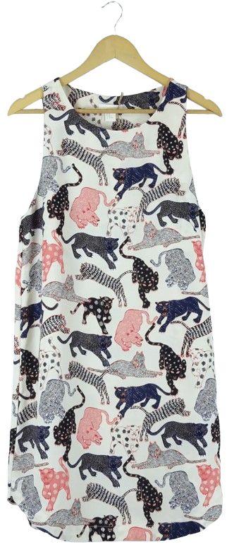 H&M  Printed Tunic Singlet 12 - White (Animals) - Excellent