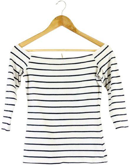 H&M  Striped Top S - White/Black - Excellent