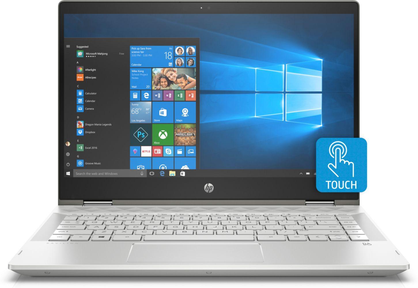 HP Pavilion x360 14-cd0xxx 2-in-1 Laptop 14" - Mineral Silver - Intel Core i5-8250U 1.6GHz - 8GB RAM - 256GB