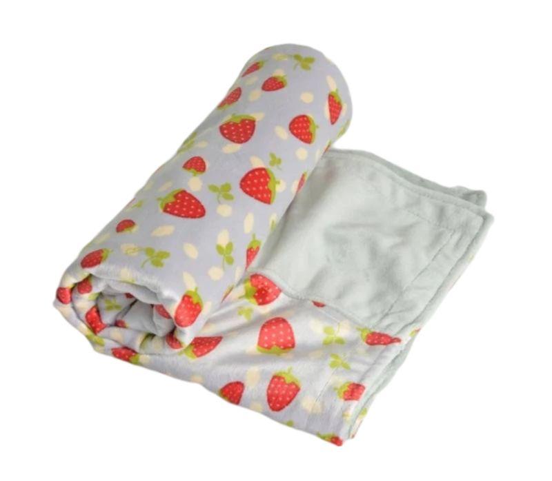 Itti Bitti Cot Blanket - Strawberry Shortcake w/ Silver Contrast