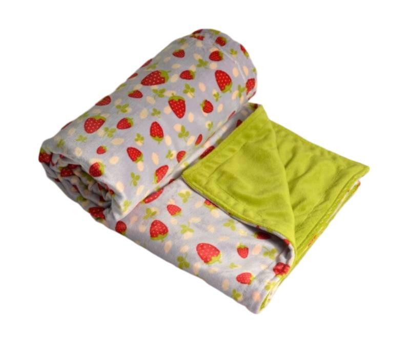 Itti Bitti  Cot Blanket - Strawberry Shortcake w/ Wasabi Contrast - Over Stock