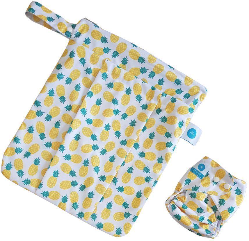 Itti Bitti  Reusable Swim Nappy With Premium Double Pocket Wetbag (Small Size) - Pineapple Delight - Over Stock