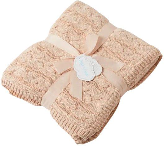 Jiggle & Giggle  Aurora Cable Knit Baby Blanket - Pink Cream - Over Stock