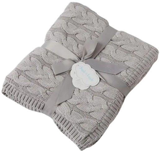 Jiggle & Giggle  Aurora Cable Knit Baby Blanket - Silver - Over Stock