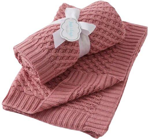 Jiggle & Giggle  Blush Basket Weave Knit Blanket - Pink - Over Stock