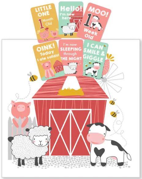 Jiggle & Giggle  Milestone Muslin Set - Farm Animals - Over Stock