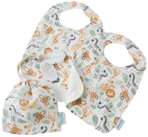 Jiggle & Giggle  Muslin Bib Set of 2 - Safari - Excellent