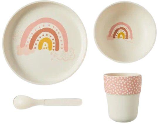 Jiggle & Giggle  Whimsical Bamboo Dinner Sets 4-Piece - Rainbow - Over Stock