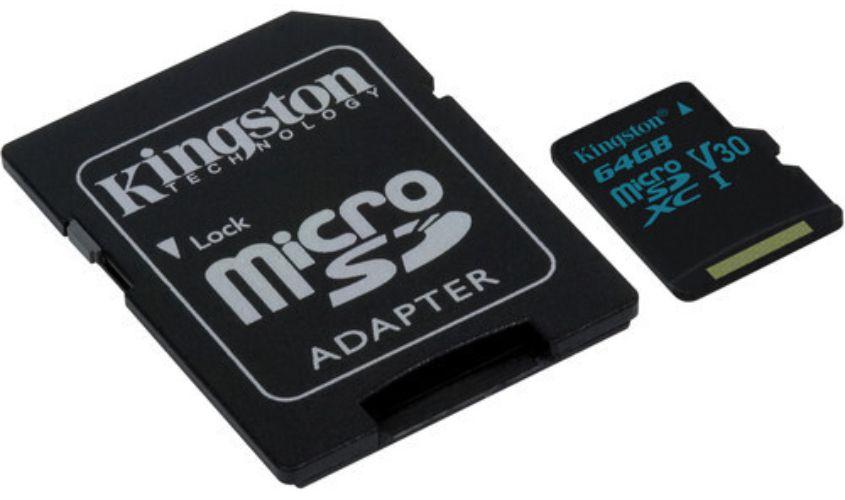 Kingston Canvas Go! microSD card with SD Adapter - 32GB - Black
