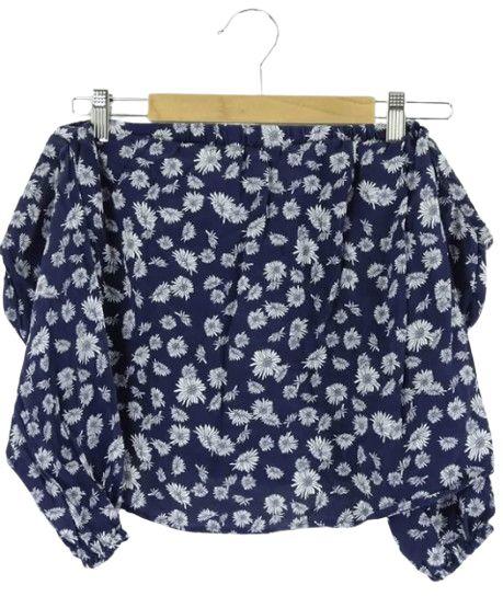 Kookai  Off The Shoulder Top With Florals 36 (8AU) - Navy - Excellent