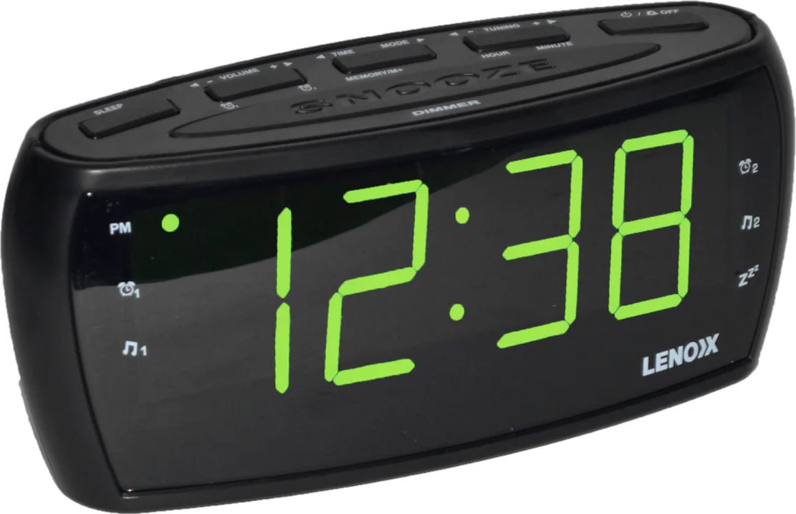 Lenoxx CR85 Large Number Alarm Clock & AM/FM Radio - Black