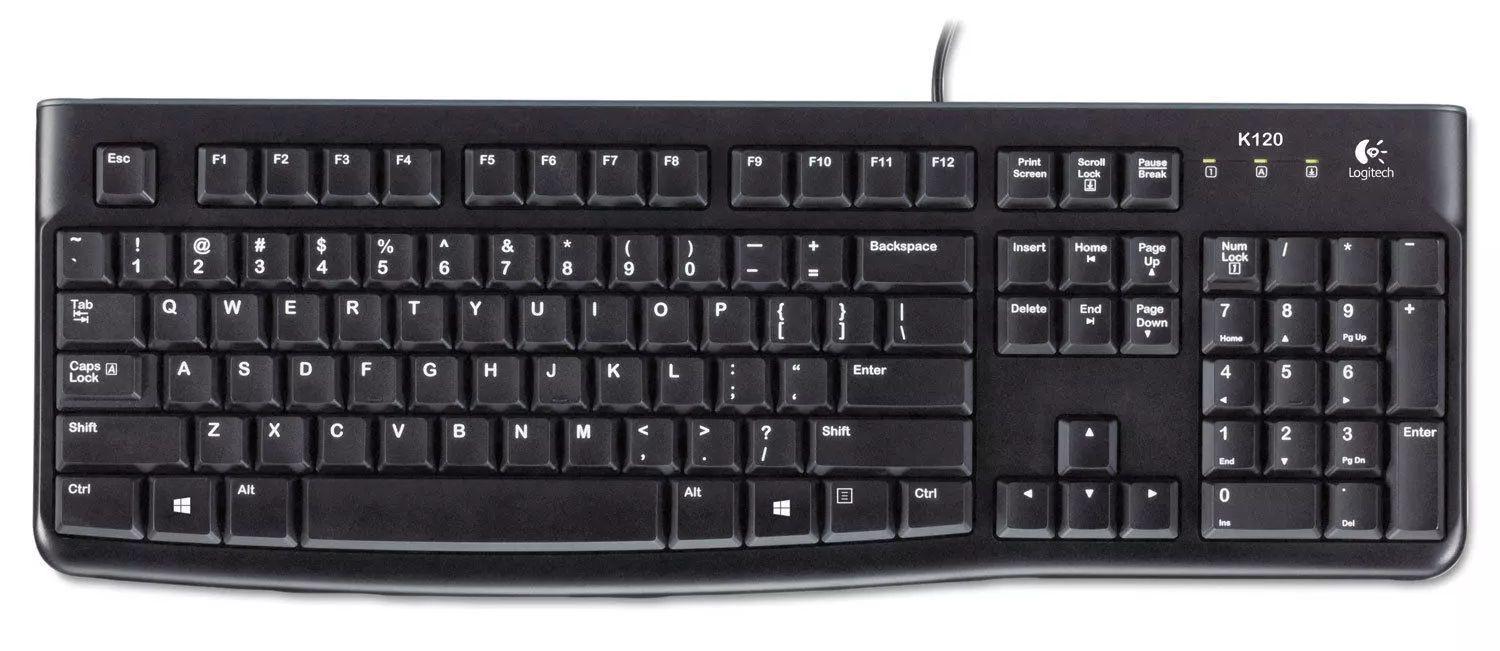 Logitech  K120 Ergonomic Desktop Wired Keyboard - Black - Brand New