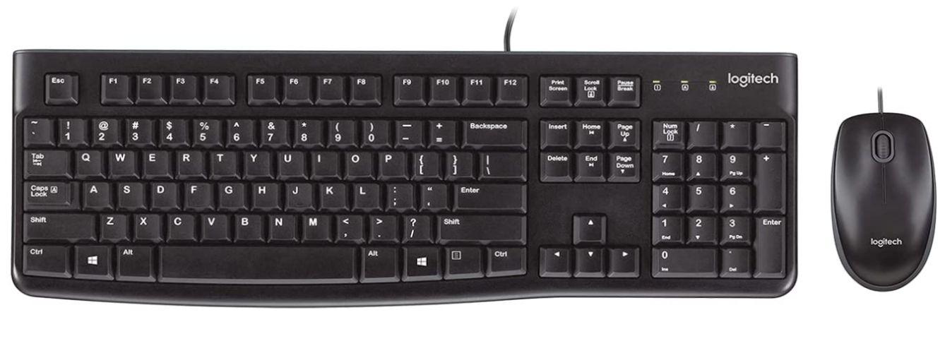 Logitech  MK120 Keyboard and Wired Mouse (Combo) - Black - Brand New