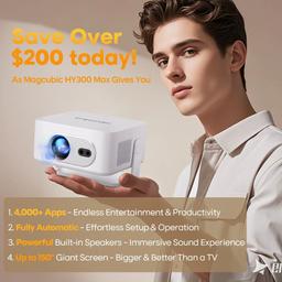 Magcubic HY300Max 8K WiFi 6 Portable Projector - White