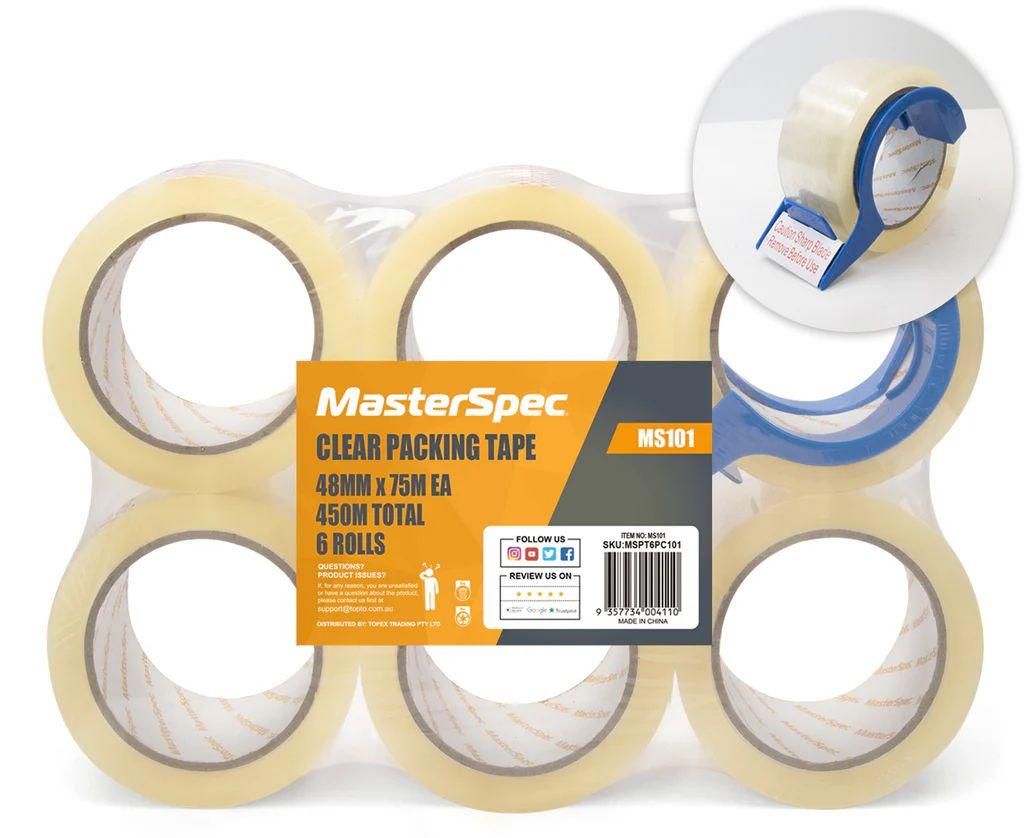 MasterSpec  Clear Packing Tape 6 Rolls (450m) - Clear - Brand New