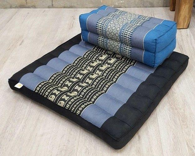 Mango Trees Meditation Cushion + Seating Block Set TTP-StBluEle-YB-Blue - Blue Elephant - Brand New