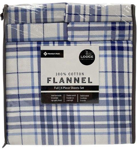 Member's Mark 100% Cotton 6pc Flannel Sheets Full Set