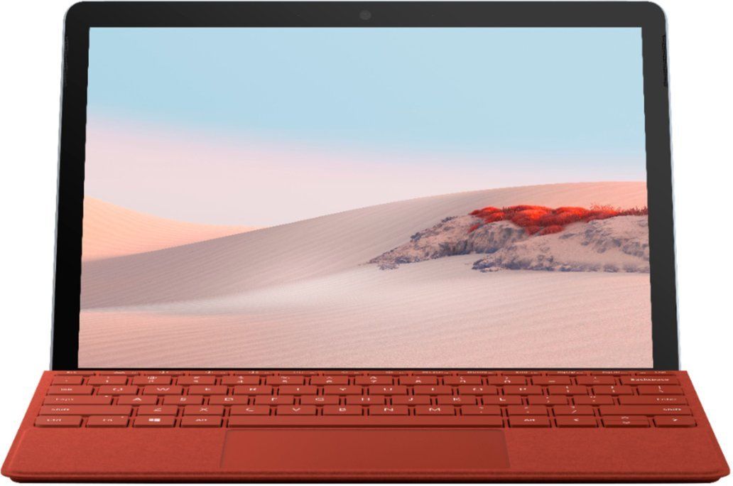 Microsoft Surface Go 2 with Surface Go Type Cover - 256GB - WiFi - Intel Core m3-8100Y 1.1GHz - 8GB RAM - Platinum/Red