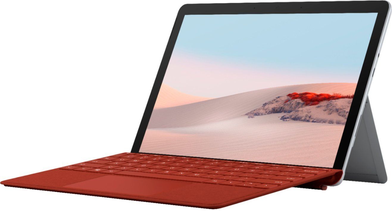 Microsoft Surface Go 2 with Surface Go Type Cover - 256GB - WiFi - Intel Core m3-8100Y 1.1GHz - 8GB RAM - Platinum/Red