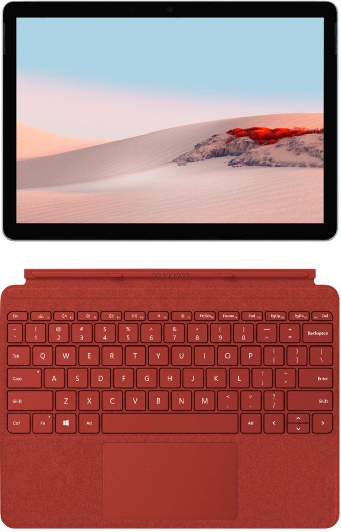 Microsoft Surface Go 2 with Surface Go Type Cover - 256GB - WiFi - Intel Core m3-8100Y 1.1GHz - 8GB RAM - Platinum/Red