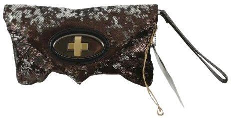 Mimco  Sequin Envelope Clutch Bag - Brown - Excellent