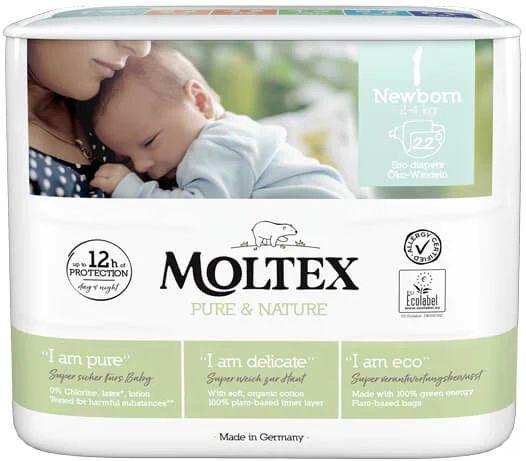 Moltex  Eco Nappies Newborn (Size 1) (Pack) - White - Brand New