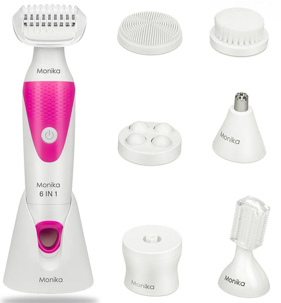 Monika  6-in-1 Electric Micro USB Portable Lady Shaver - White/Pink - Brand New