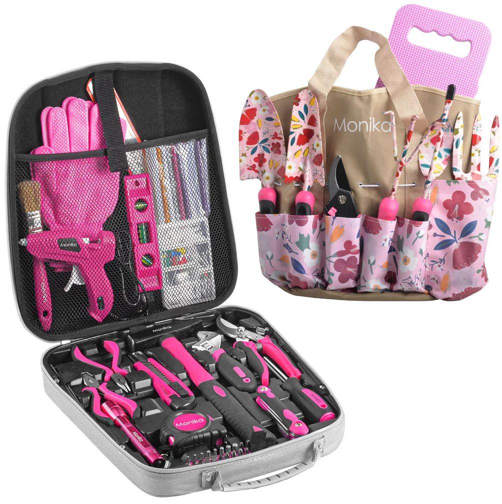 Monika  Pink Tool Combo Portable Household Tool Set & Gardening Tool Kit - Pink/Black - Brand New