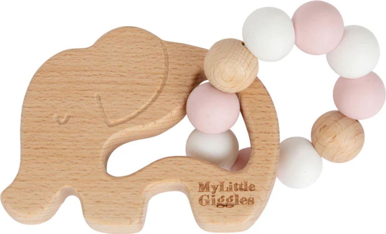 My Little Giggles Elwood Elephant Ring Teether - Brand New - Dusky Rose