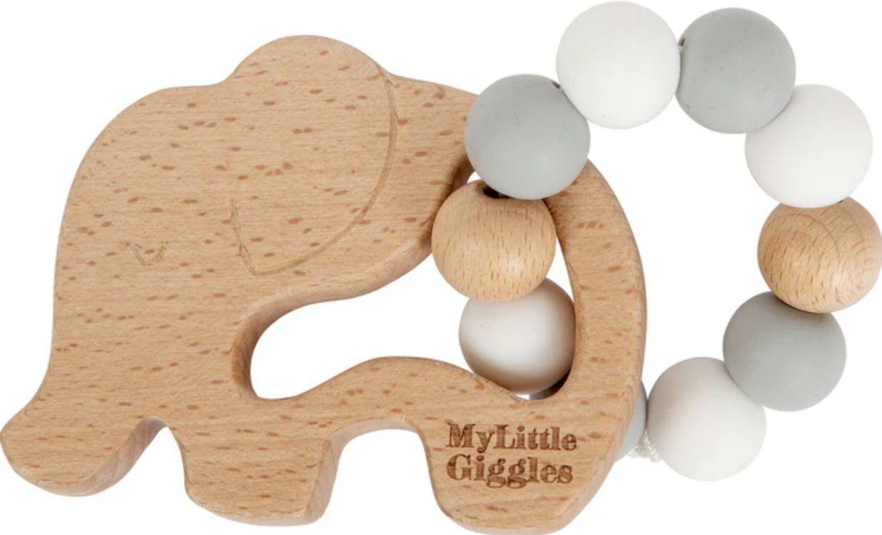 My Little Giggles Elwood Elephant Ring Teether - Brand New - Glacier Grey