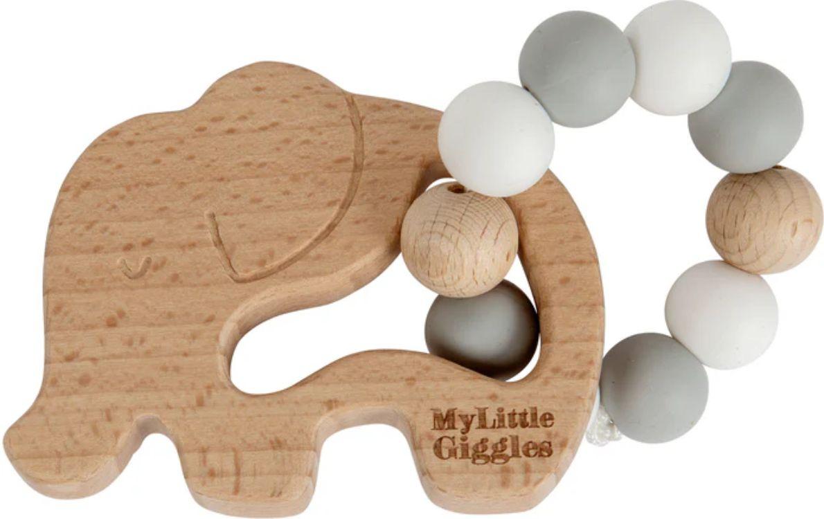 My Little Giggles Elwood Elephant Ring Teether - Brand New - Light Grey