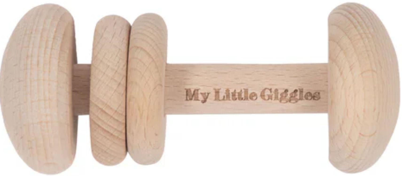 My Little Giggles  Keepsake Baby Rattle Teether - Wood  - Over Stock