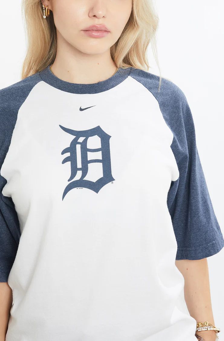 Nike MLB Detroit Tigers Raglan Tee S - White/Blue