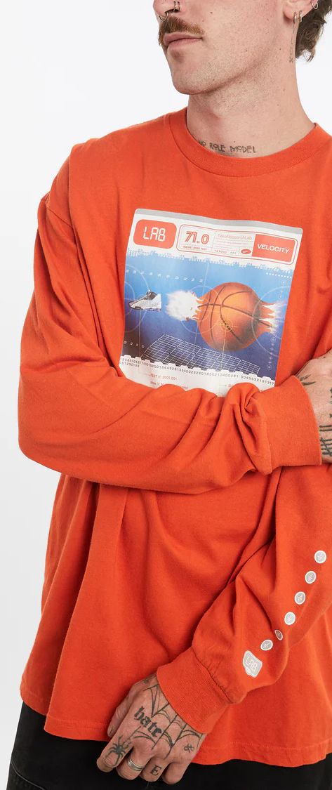 Nike Shox BB4 Basketball Long Sleeve Tee L - Orange