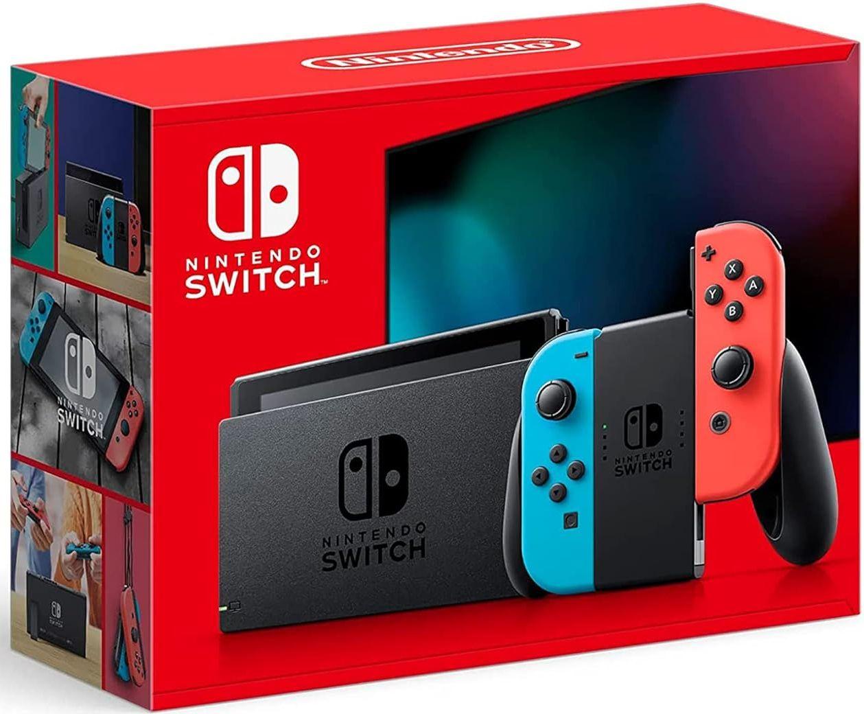Nintendo Switch with Neon Blue and Neon Red Joy‑Con