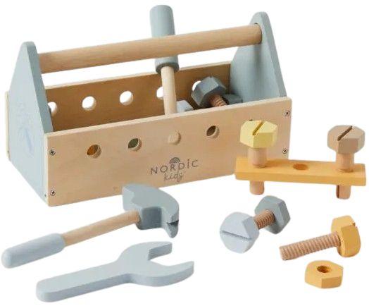Nordic Kids  Wooden Tool Box Set - Natural/Aqua - Over Stock