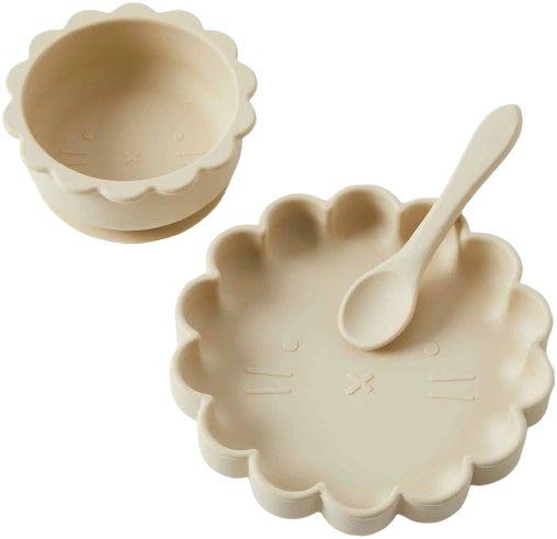 Nordic Kids  Henny Silicone Dining Set 3-Piece - Almond - Over Stock