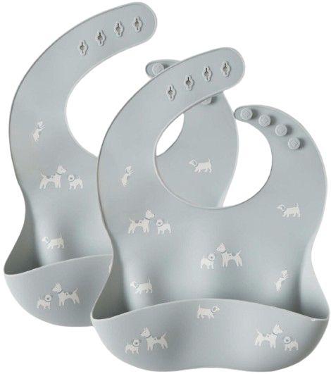 Nordic Kids  Silicone Bibs Set of 2 - Blue - Over Stock