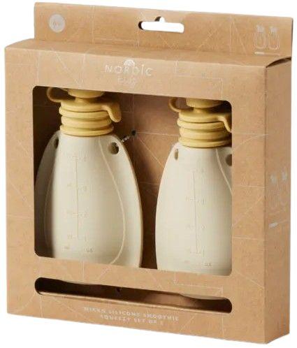 Nordic Kids  Silicone Smoothie Squeezy Set Of 2 - Almond/Lemon - Over Stock