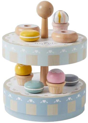 Nordic Kids  Wooden Cake Stand Set - Natural/Multi - Over Stock