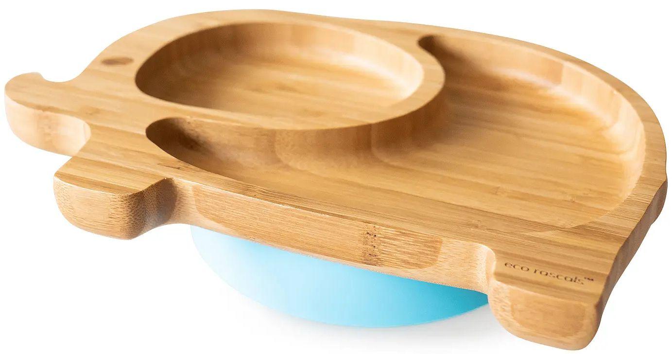 Organic Bamboo Plate with Detachable Base - Blue - Over Stock