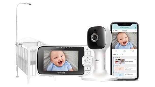 Oricom  4.3" Smart HD Nursery Pal Skyview Baby Monitor with Cot Stand (OBH643P) - White - Over Stock