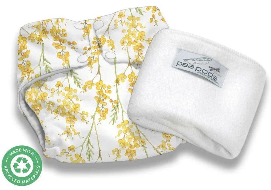 Pea Pods  One Size Nappies - Wattle Recycled - Over Stock