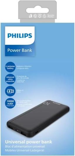 Philips 10000 mAh USB Power Bank (DLP1810CB) - Black