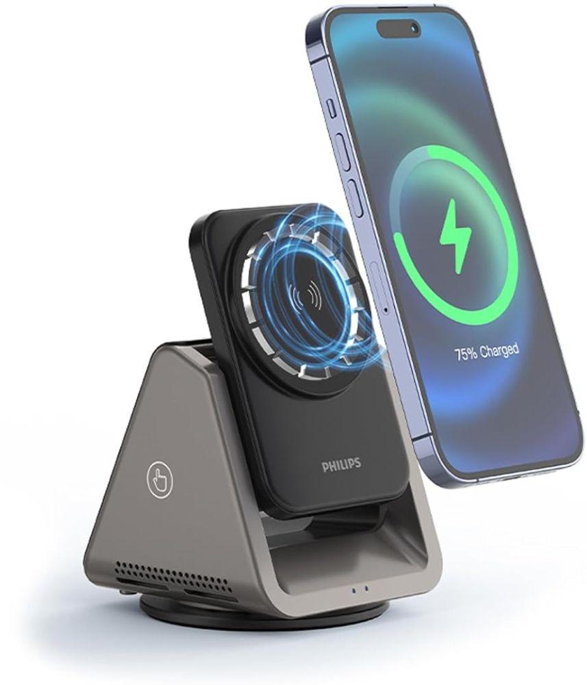Philips 3-in-1 Magnetic Wireless Charger (DLK3540Q) - Gray