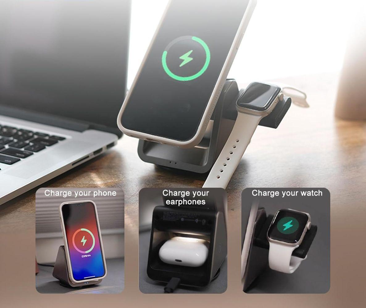 Philips 3-in-1 Magnetic Wireless Charger (DLK3540Q) - Gray