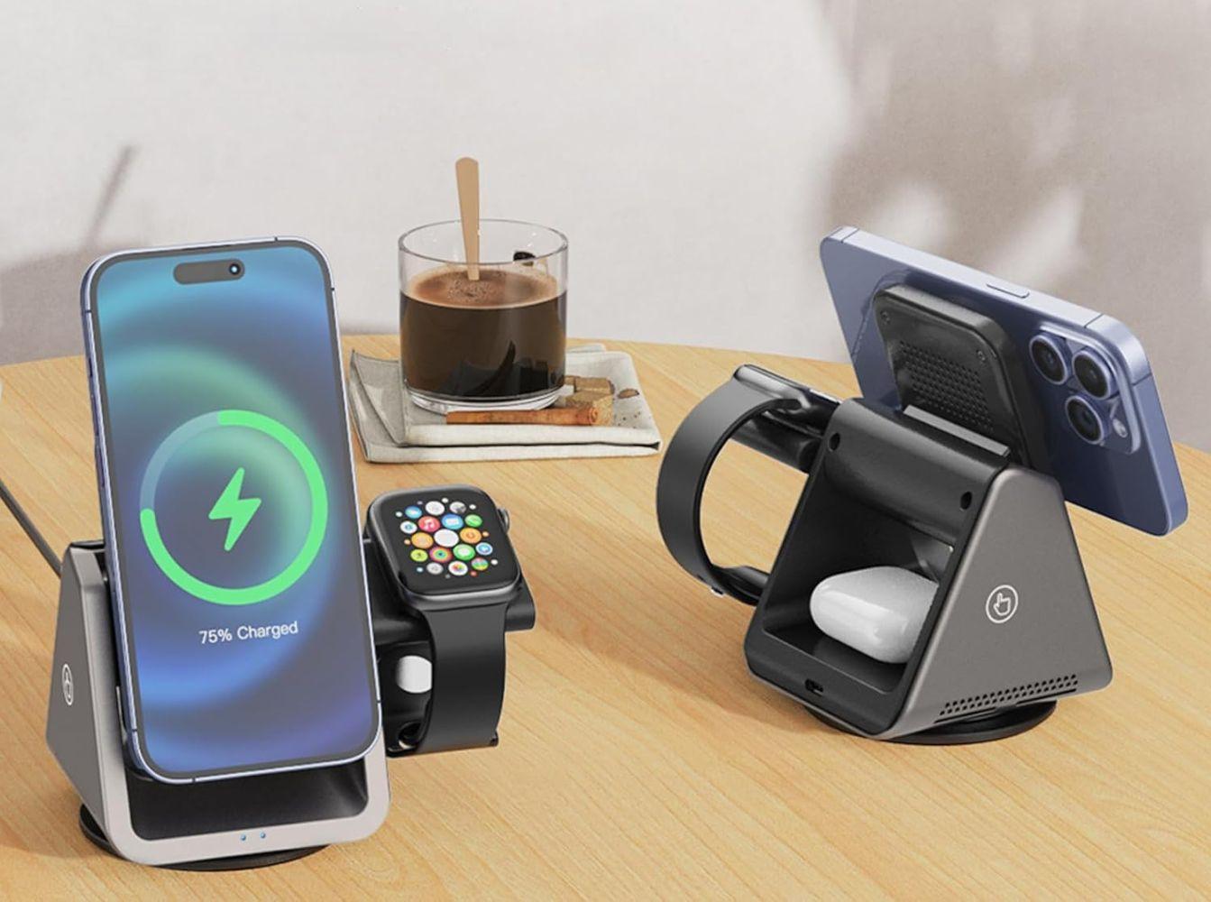 Philips 3-in-1 Magnetic Wireless Charger (DLK3540Q) - Gray