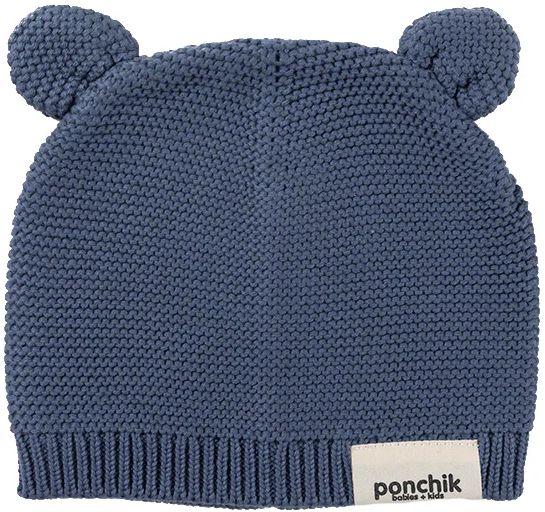 Ponchik Babies + Kids  Bear Ear Knit Beanie (3 - 12M) - Slate - Over Stock